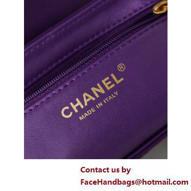 Chanel Shiny Crumpled Calfskin  &  Gold-Tone Metal Mini Shopping Bag AS4416 Purple 2025